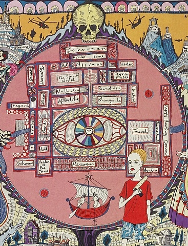 Image of detail from Grayson Perry's Map of Truths and Beliefs (2011)